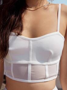 Zolique Women's Shorts & Fringed Skirt Two Piece Set With Cami Top - White - View 4