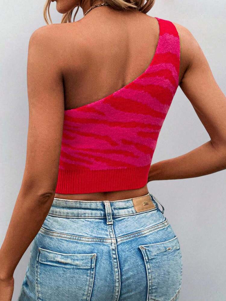 Women's One Shoulder Sleeveless Knit Top