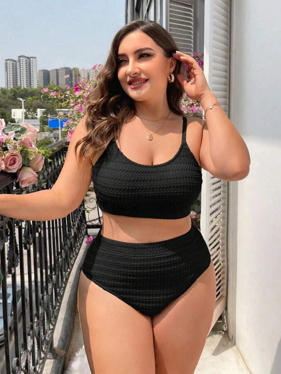 Swim Vcay Bộ bikini lưng cao rắn chắc đi biển mùa hè
