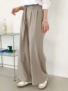 DAZY Women's Solid Color Pleated Trousers - Apricot - View 5