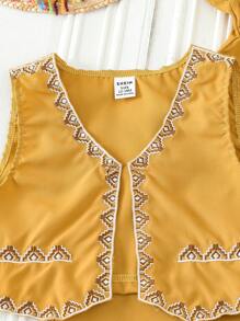 SHEIN 2入組嬰兒男童刺繡黃色春秋裝 - 黃色 - 查看 6