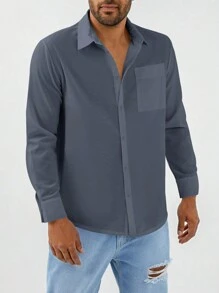 RueChic Men's Solid Color Long Sleeve Shirt