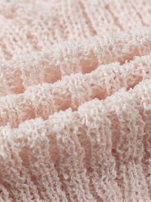 SHEIN Unity Solid Knitted Top With Button Decoration - Apricot - View 7