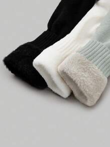 Calvaya Plus Size Solid Color High Neck Fleece Sweater Knit Pullover Fall Winter - Multicolor - View 5