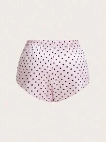 3pcs/Set Plus Size Lace Detail Cami Top And Polka Dot Printed Shorts And Pants Pajama Set With Bowknot Decor - Multicolor - View 3