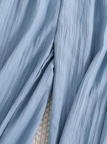 Teen Girls' Solid Color Bud-Waist Pants - Baby Blue - View 5