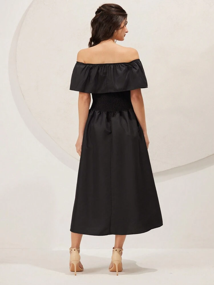 Women's Off Shoulder Pleated Dress Long Evening Dresses