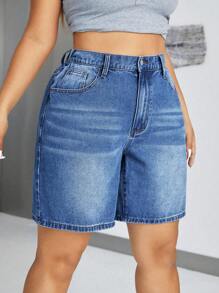 SHEIN ICON Pantalones Cortos De Mezclilla De Talla Grande