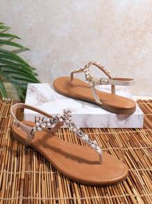 SHUZIA 裝飾夾趾平底涼鞋