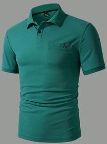 Manfinity Homme Men's Short-Sleeved Polo Shirt - Green - View 3