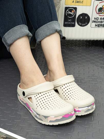 Women's Lightweight Anti-Slip Printed Hollow-Out White Breathable Sandals