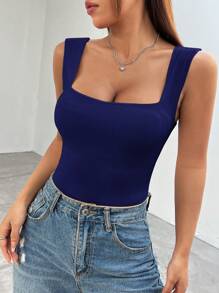 SHEIN EZwear Women's Wide Strap Bodycon Bodysuit