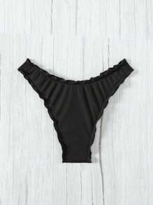 Swim Mod Summer Beach Women's Solid Color Swimwear Bottoms - Black - View 3