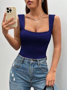 SHEIN EZwear Women's Wide Strap Bodycon Bodysuit