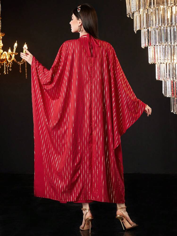 Women's Gold Foil Printed Jacket And Halter Neck Dress Set 2 Piece Set