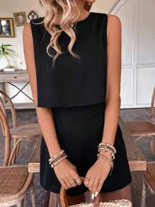 Breezaya Solid Color Sleeveless Jumpsuit