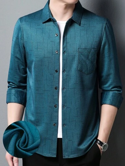 Men's Geometric Pattern Long Sleeve Shirt