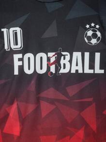 SHEIN Tween Boys' Letter & Geometric Print Short Sleeve T-Shirt And Shorts Set - Multicolor - View 4