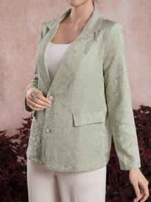 Mulvari Ladies' Suit Collar Single-Breasted Coat - Green - View 4