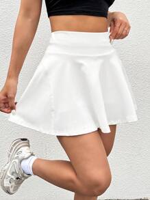 SHEIN EZwear Women's White Knitted Skirt With Pocket - White - View 5