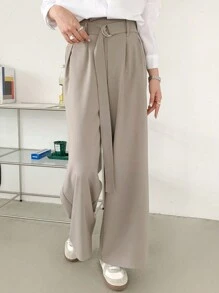 DAZY Women's Solid Color Pleated Trousers - Apricot - View 3