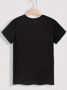 SHEIN LUNE Kích thước lớn Đúng mốt In Ngắn tay Áo thun - màu đen - Xem 2