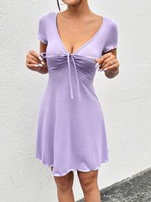 SHEIN EZwear 女士前打結A字母型針織連衣裙