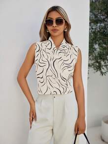 Aveloria Randomly Printed Sleeveless Wrap Shirt - Multicolor - View 4