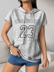 SHEIN Unity Women's Short Sleeve Hoodie - Grey - View 5