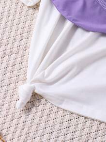 Tween Girls' Slogan And Heart Printed Round Neck Short Sleeve T-Shirt With Cargo Pants 2pcs/Set - Purple - View 7