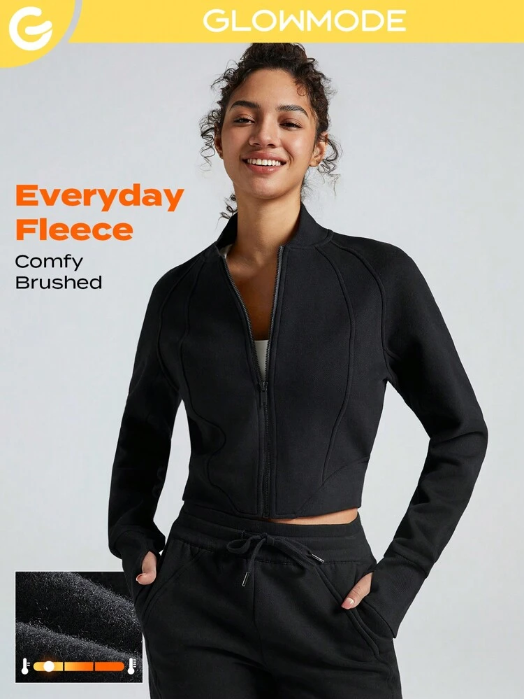 Everyday Fleece Baseball Collar Short Long SleeveJacket With Thumbholes Daily Casual Fall Winter