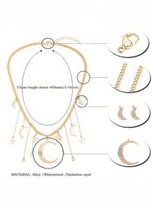 ROMWE Hippie Boho Pha lê Sao & Mặt trăng Vòng cổ mặt dây chuyền Đối với phụ nữ , Buổi tiệc Đồ trang sức - Vàng - Xem 3