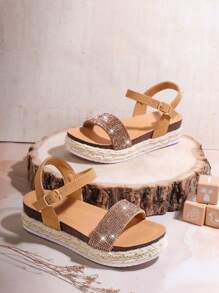 Mini mi 兒童舒適平底夏季涼鞋 - 棕色 - 查看 2