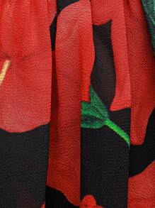 SHEIN Unity Floral Print Cut Out Split Dress - Red and Black - View 6