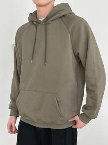 DAZY Homme Sweat-Shirt À Capuche À Poche Kangourou Manches Raglan À Cordon
