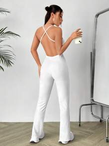 SHEIN Unity Mono Largo Sin Mangas De Color Sólido - Blanco - Ver 3