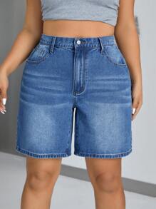 SHEIN ICON Pantalones Cortos De Mezclilla De Talla Grande
