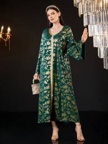 Al Najma Women's Printed Dress - Dark Green - View 4