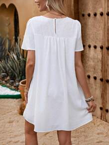 SHEIN LUNE Women's Round Neck Short Sleeve Dress