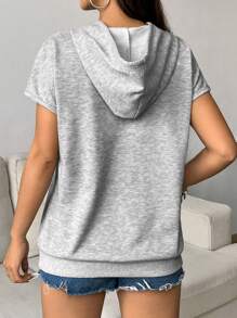 SHEIN Unity Women's Short Sleeve Hoodie - Grey - View 2