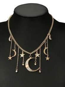 ROMWE Hippie Boho Pha lê Sao & Mặt trăng Vòng cổ mặt dây chuyền Đối với phụ nữ , Buổi tiệc Đồ trang sức - Vàng - Xem 5
