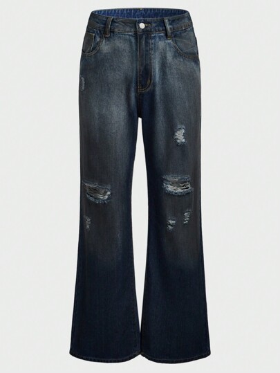 Street Life Herren Vintage gewaschene Loose Fit Jeans mit Taschen