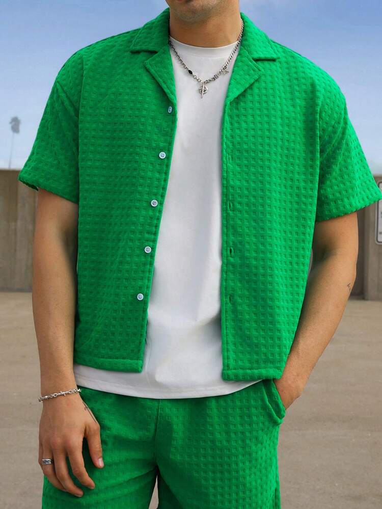 Men's Solid Color Casual Two-Piece Set