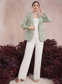 Mulvari Ladies' Suit Collar Single-Breasted Coat - Green - View 5