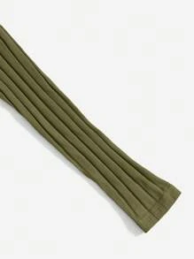 SHEIN EZwear Một  vai Tay áo dài Áo - xanh quân đội - Xem 3