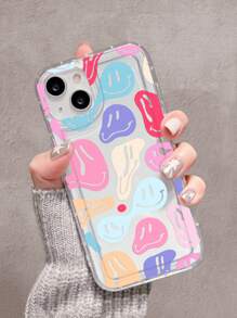 Dedraw Studio Ốp điện thoại mềm trong suốt Artist Girlcore 1 chiếc có họa tiết khuôn mặt dễ thương Kawaii, in họa tiết nhiều màu sắc, bảo vệ toàn bộ các cạnh, dùng cho ngày lễ - Trong sáng - Xem 4