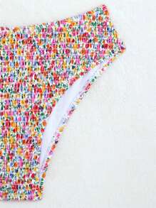 Swim Mod Summer Beach Ditsy Floral Ruffled Bikini Set - Multicolor - View 6