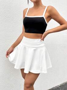 SHEIN EZwear Women's White Knitted Skirt With Pocket - White - View 6