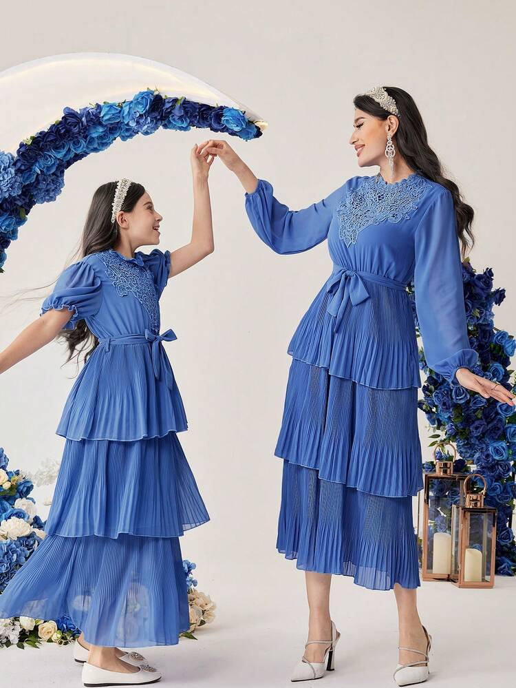 Solid Color Stand Collar Lantern Sleeve Dress Fall Cloth For Women