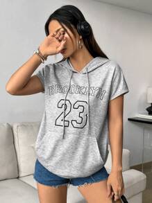 SHEIN Unity Women's Short Sleeve Hoodie - Grey - View 6